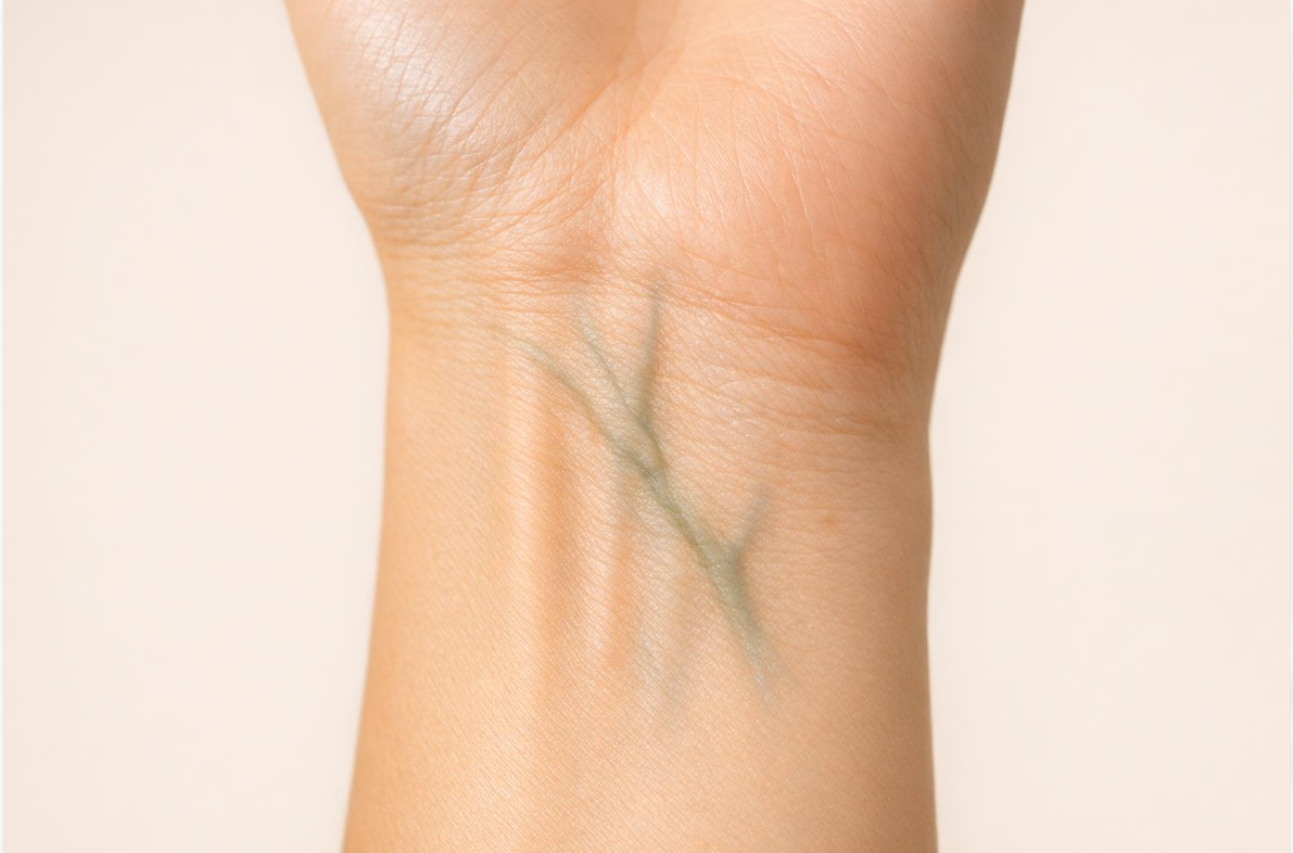 Green-looking wrist veins as a beauty guide to identifying warm, cool, and neutral skin undertones.